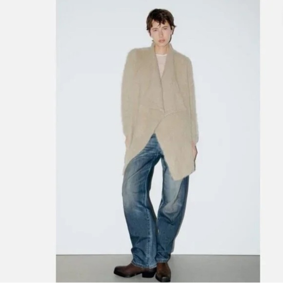 Zara Brushed Wool Open Cardigan Sweater Size Small oversized NWT $119 - Picture 2 of 3